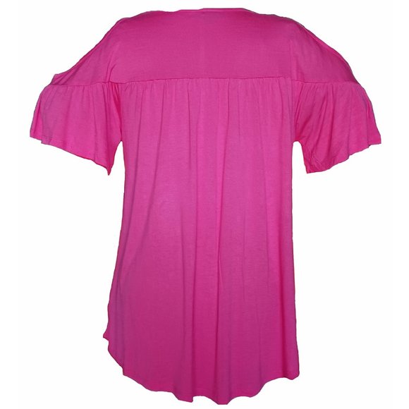Chelsea Studio Cold Shoulder Shirt Size L 18/20 Pink Plus Size Flare Sleeve NWT - Picture 3 of 3